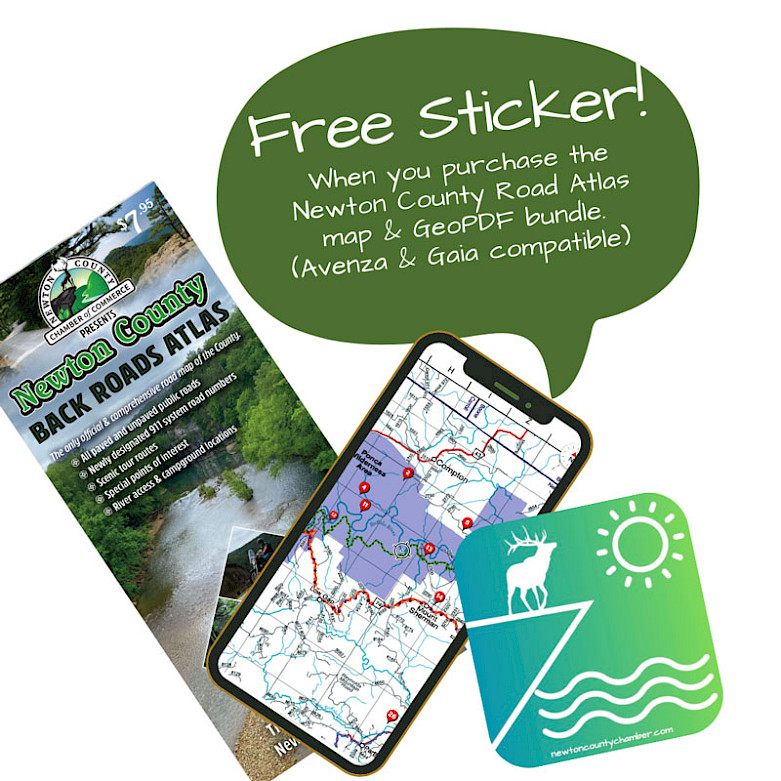 Free Sticker! When you purchase the Newton County Road Atlas Map & GeoPDF bundle. (Avenza & Gaia compatible)